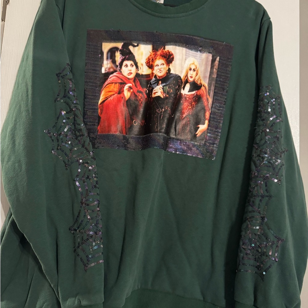 Queen of Sparkles Hocus Pocus Halloween Spiderweb Sparkle Crewneck